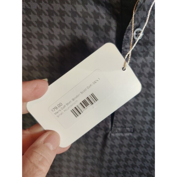 Boston Scott GEN 1 Mens Golf Polo NWT Gray Black Houndstooth S Athletic MSRP $79 - Picture 2 of 7